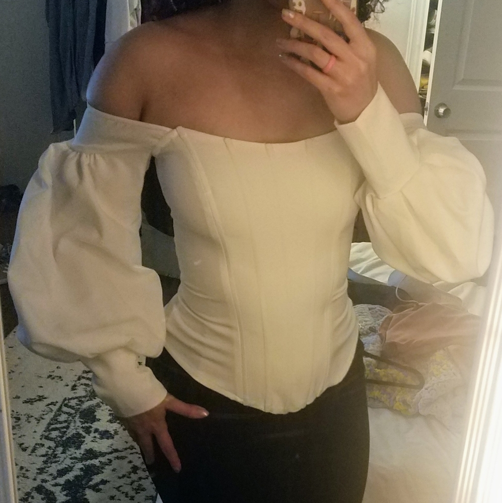 Off the shoulder Corset Balloon sleeve top